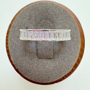 Cubic Zirconia Channel Set Band Ring VTG Solid Sterling Silver 925 Size 6.75